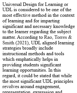 Reflection for Universal Design in Learning